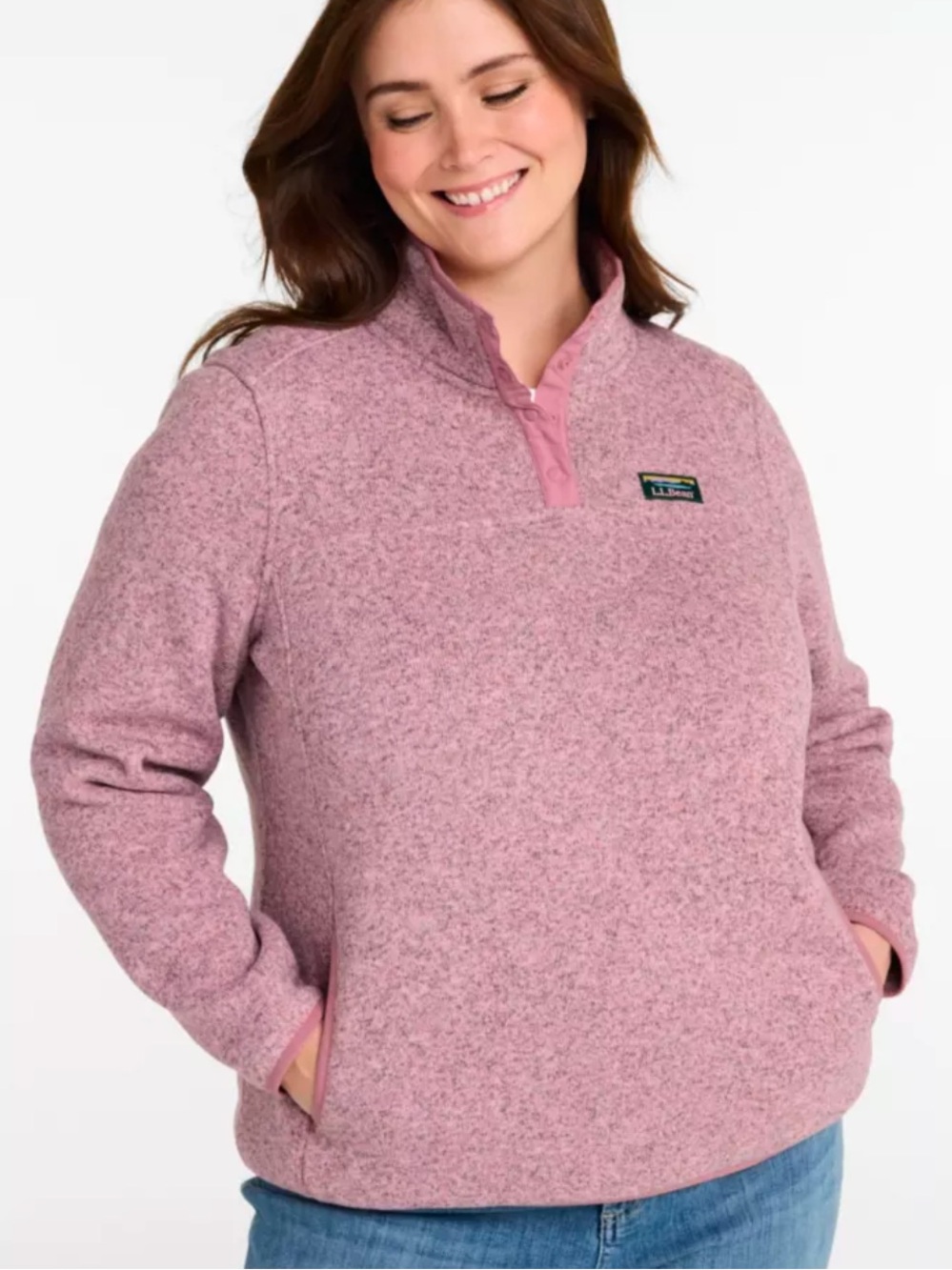 L.L.Bean Large Sweater Fleece Pullover Washed Orchid Outdoor Travel Hike - Picture 6 of 8